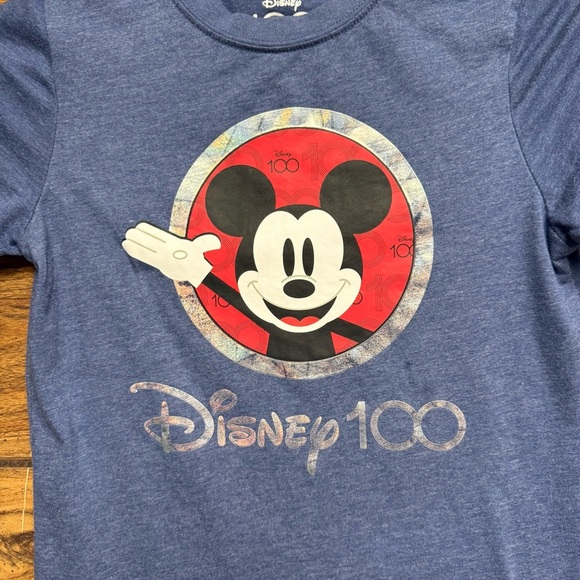 Disney Blue Mickey Mouse 100th Anniversary Tee kids size medium 7/8 - Picture 5 of 5